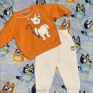 Disney Orange Winnie the Pooh Sweatshirt and Cream Joggers